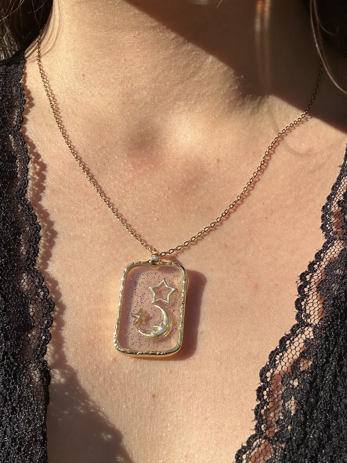 Stardust Moon - Simli Ay Detaylı Kolye