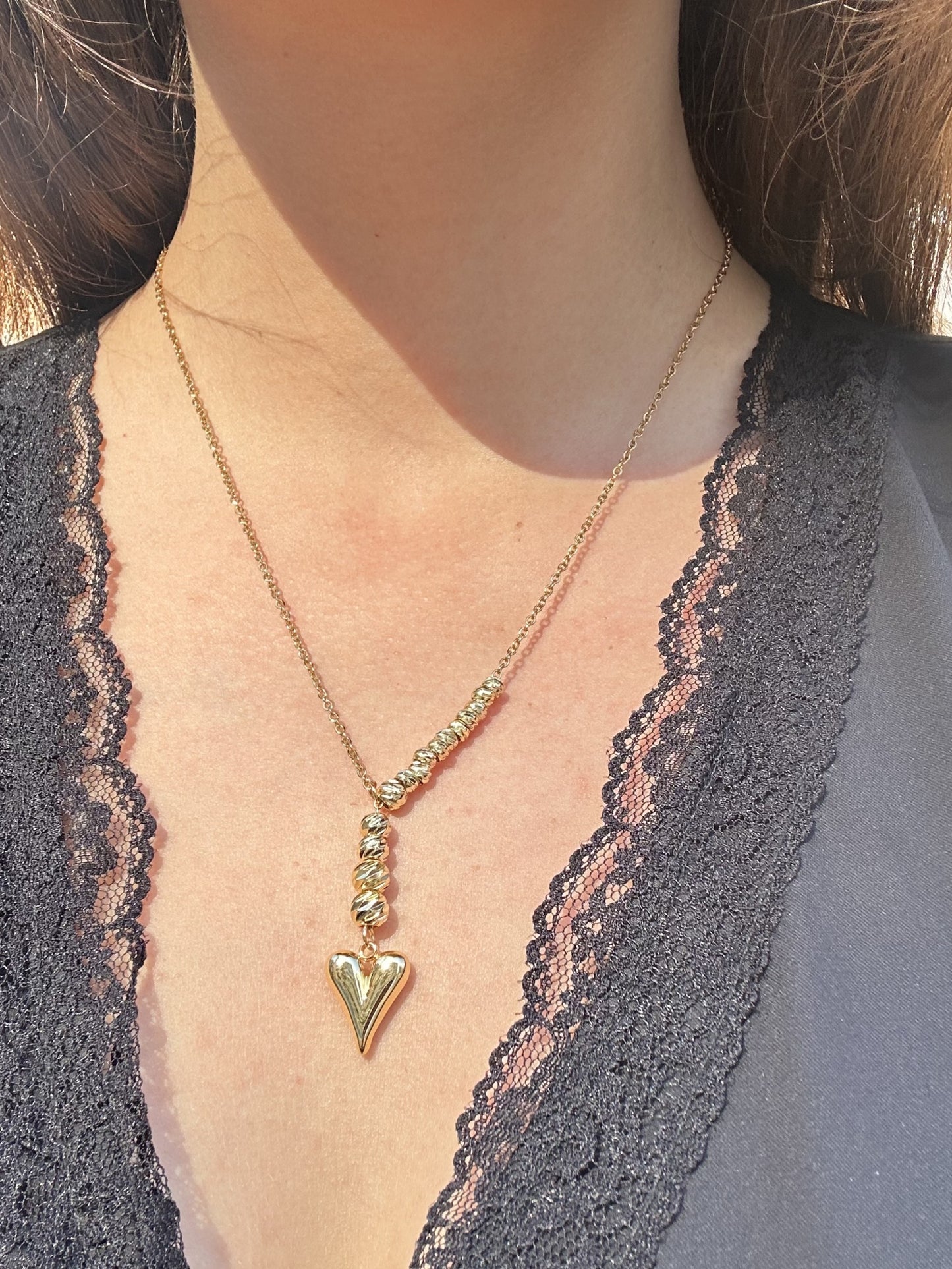 Golden Heart - Kalp Charm Detaylı Kolye