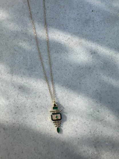 Emerald Geometry Zümrüt Detaylı Kolye