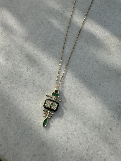 Emerald Geometry Zümrüt Detaylı Kolye