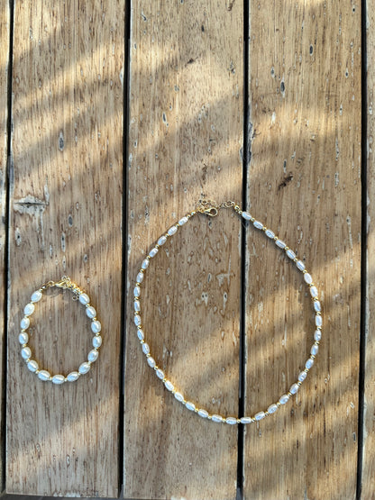 Pearl Grace İnci Bileklik Kolye Seti